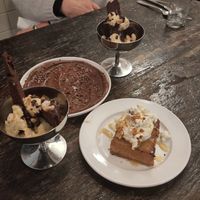 Chocolate cream, Snickers façon Faubourg, brioche perdue popcorn at Faubourg Daimant in Paris