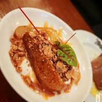 Caramelized pear, vanilla yogurt, caramel sauce, graola, sorrel sprouts at Faubourg Daimant in Paris