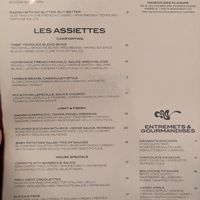 English menu at Faubourg Daimant in Paris