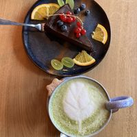 Seeet potato brownie and matcha  at Kawiarnia Filiżanki  in Zakopane