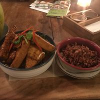 Tofu and Tempe stir fry  at Juice Ja Cafe in Ubud