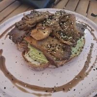 Avocado and oyster mushrooms brunch at SunRose Beach Aparthotel in Corfu