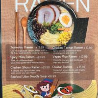 Okasan Ramen - front page of the menu with marked vegan miso ramen option (there are more options)  at Okasan Ramen in South Bend