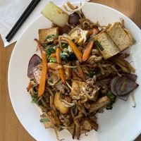 Vegan stir fry fresh rice noodles & Tofu  at Hong's Kitchen in Ballina