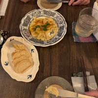 Hummus and complimentary bread  at Mer in Tokyo