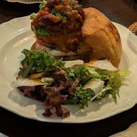 Vegan burger, part of the special birthday menu at Mer in Tokyo