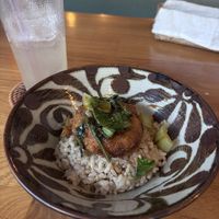 fried tofu on rice   at Mer in Tokyo