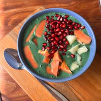 Not the prettiest presentation and smoothie was watery (like a drinking one, not proper for a bowl), but the spirulina was nice at Organic Smoothie Bowl and Café - Boudhha in Kathmandu