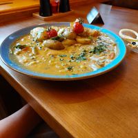 Veganes Curry (hier glutenfrei mit Drillingen statt Bulgur) at Pension Wieseneck in Hiddensee