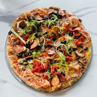 NY style pizza w/ toppings.  at Slice House in Thousand Oaks