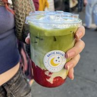 strawberry matcha from brite moon  at North Park Vegan Food PopUp in San Diego