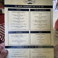Menu  at Eetcafé de Baron in Utrecht