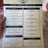 Menu  at Eetcafé de Baron in Utrecht