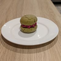 Strawberry matcha cookie sandwich at Greens Supermarket in Newtown
