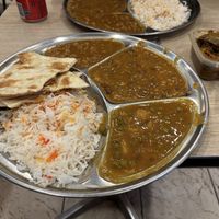 3 curries, rice, and roti   at Om Vegetarian - Wales Arcade in Melbourne