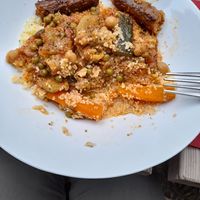 Couscous vegan déjà bien entammé at Le Chateau de Cambiaire in Saint-etienne-vallee-francaise