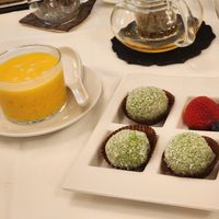 Chilled sago with mango, green tea and mango rice dumplings at Disneyland - Plaza Inn  in Outlying Islands