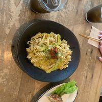 Pasta of the day and gyoza vegan   at Ukishima Garden in Naha