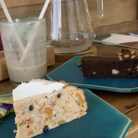 Carrot cake and chocolate cake at Ukishima Garden in Naha