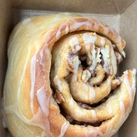 Freshly made cinnamon roll  at Sirens Cafe in Westport