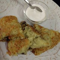 Draniki (Hash browns ) at Prekrasnaya Zelenaya in St Petersburg