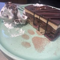 Also had the "donauwelle deluxe" for dessert, which came well plated with a cocoa paw print hehe  at Katzentempel - Freiburg in Freiburg