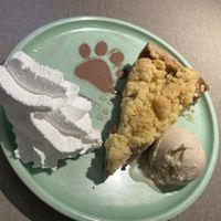 Apfelkuchen mit Vanilleeis und Sahne 🍎🥧  at Katzentempel - Freiburg in Freiburg