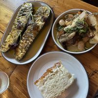 zucchini, mushrooms & beans, bread  at The Pheasant in Dennis