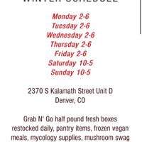 2023-2024 Winter Schedule   at Fox Fungi in Denver