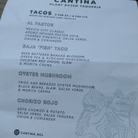 Menu at Cantina in Newcastle Upon Tyne
