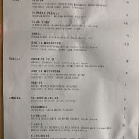 Menu Sept 2023  at Cantina in Newcastle Upon Tyne