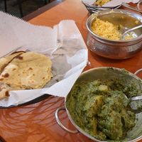 Vegan roti, aloo saag, rice at Yak and Yeti in Wheat Ridge