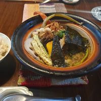 Soup curry with fried veggies at NEWORDER in Osaka