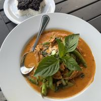 Panang curry with soy curls   at Dee Dee Vegan Thai in Portland