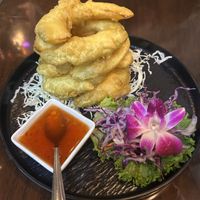 Tempura pumpkinn  at Dee Dee Vegan Thai in Portland