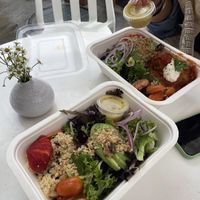 2022 pic! I once again have the salad and my friend had the salad with meatballs (not veg/vegan friendly!)  at Arvo Cafe in Honolulu