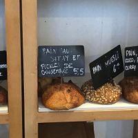 Selection of breads at Sain Boulangerie in Paris