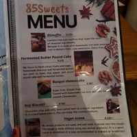 Part of menu 27 July 2023 at 85 Cafe in Shizuoka