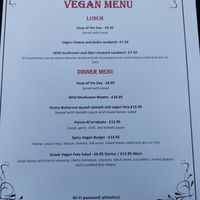 Vegan menu July 2023 at The Bridge Restaurant in Pitlochry