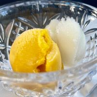 Mango & lemon sorbet at The Bridge Restaurant in Pitlochry