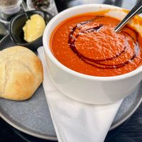 Soup of the day with vegan butter at The Bridge Restaurant in Pitlochry