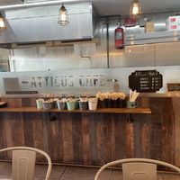 More inside, merch prices, utensils  at Atticus Cafe in Anaheim