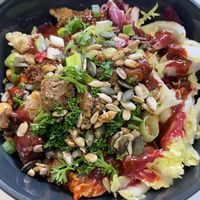 Vegan bowl with seitan   at Café zur Krummbeere in Landau