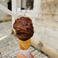 Salted chocolate (70%) and Sachertorte (70% with apricot jam) in S size at Ombra in Rovinj