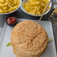 Vegan Burger and fries at Spaso's BBQ in St Johann Im Pongau