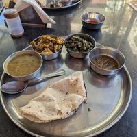 He gave us rice and more roti after this! at Neelam Restaurant in Udaipur