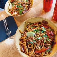 Yaki udon & bacon LaVie at Pitaya Thaï Street Food in Dunkirk