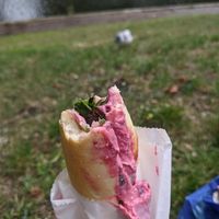 Beetroot houmous baguette at Truly Scrumptious in Hythe