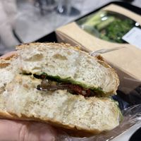 Hummus and grilled aubergine plant-based roll  at Soul + Grain - London City Airport in East London