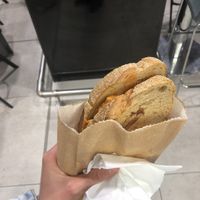 A warm toastie and a place to sit, what else can one ask for?  at Soul + Grain - London City Airport in East London